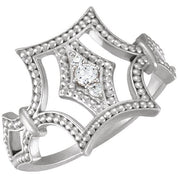 Sterling Silver .08 CTW Diamond Granulated Ring