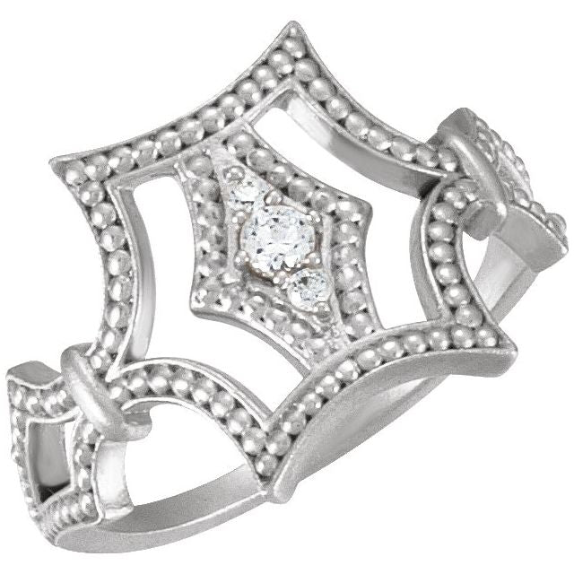 Sterling Silver .08 CTW Diamond Granulated Ring