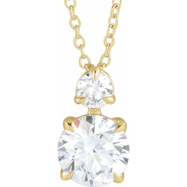 14K Lab-Grown Diamond Claw-Prong Necklace 16-18" with 1/4 to 1 CTW Diamond Weight