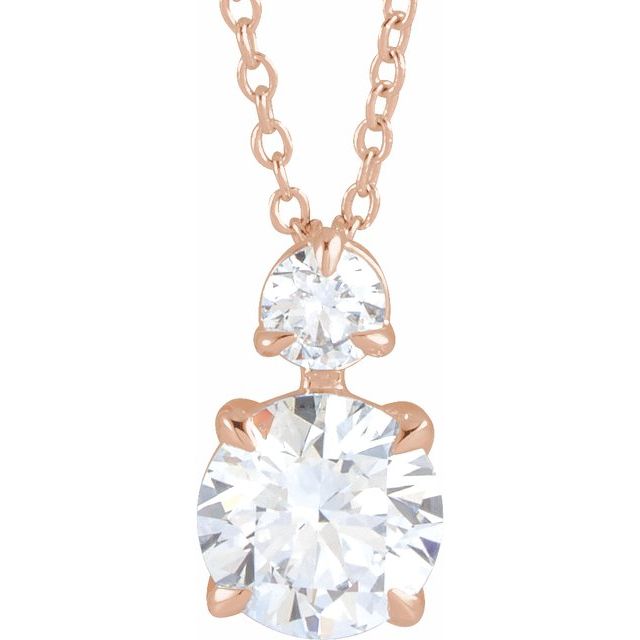 14K Lab-Grown Diamond Claw-Prong Necklace 16-18" with 1/4 to 1 CTW Diamond Weight