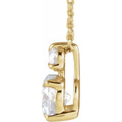 14K Lab-Grown Diamond Claw-Prong Necklace 16-18" with 1/4 to 1 CTW Diamond Weight