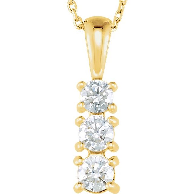 14K Yellow 1/2 CTW Natural Diamond Graduated 18" Necklace
