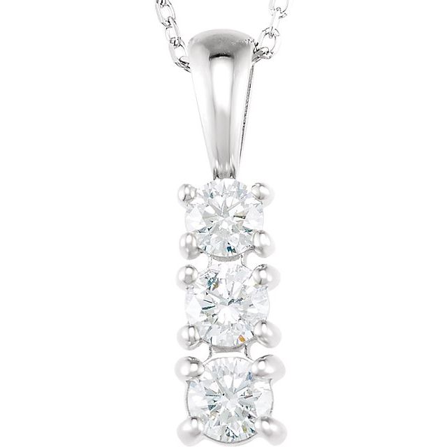 14K White 1/2 CTW Natural Diamond Graduated 18" Necklace