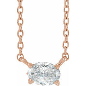 14K 3/8 CT Natural Diamond Solitaire Necklace 16-18"