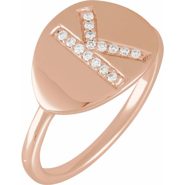 14K Rose 1/10 CTW Natural Diamond Initial K Ring