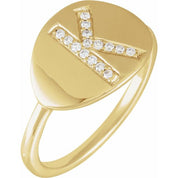14K Yellow 1/10 CTW Natural Diamond Initial K Ring