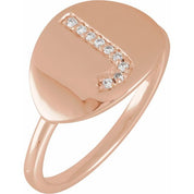 14K Rose .05 CTW Natural Diamond Initial J Ring