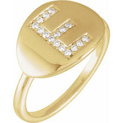 14K Yellow 1/10 CTW Natural Diamond Initial E Ring