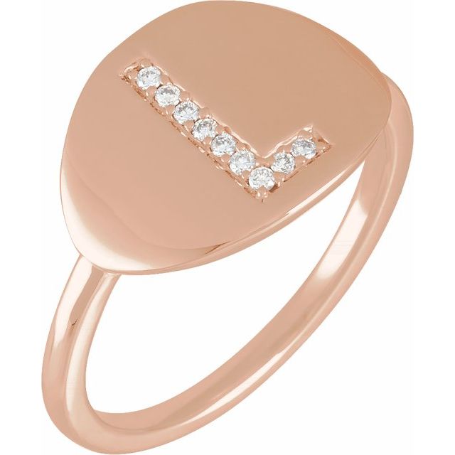 14K Rose .05 CTW Natural Diamond Initial L Ring