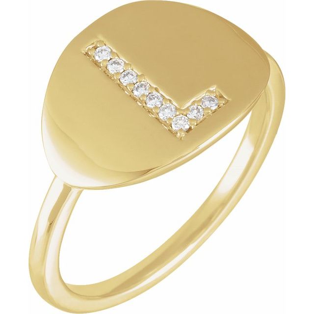 14K Yellow .05 CTW Natural Diamond Initial L Ring
