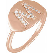 14K Rose 1/8 CTW Natural Diamond Initial M Ring