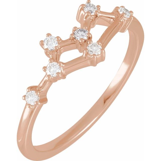 14K Rose Gold 1/6 CTW Natural Diamond Gemini Constellation Ring