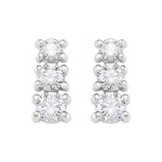 14K White 3/8 CTW Natural Diamond Three-Stone Earrings