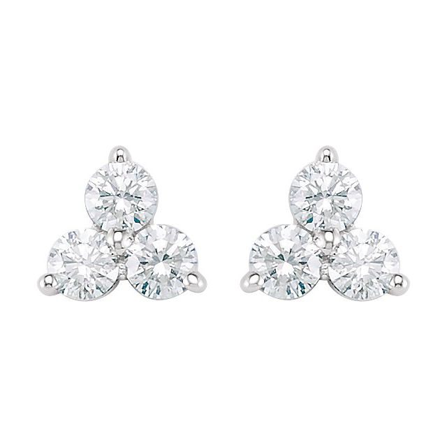 14K White 1/3 CTW Natural Diamond Three-Stone Stud Earrings