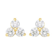 14K Yellow 1/3 CTW Natural Diamond Three-Stone Stud Earrings