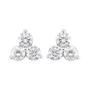 14K White 5/8 CTW Natural Diamond Three-Stone Stud Earrings