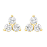 14K Yellow 5/8 CTW Natural Diamond Three-Stone Stud Earrings