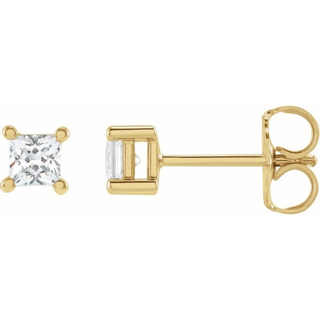 14K Yellow 3 mm Square 1/3 CTW Lab-Grown Diamond Earrings