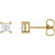 14K Yellow 3.5 mm Square 1/2 CTW Lab-Grown Diamond Earrings