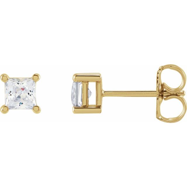 14K Yellow 3.5 mm Square 1/2 CTW Lab-Grown Diamond Earrings