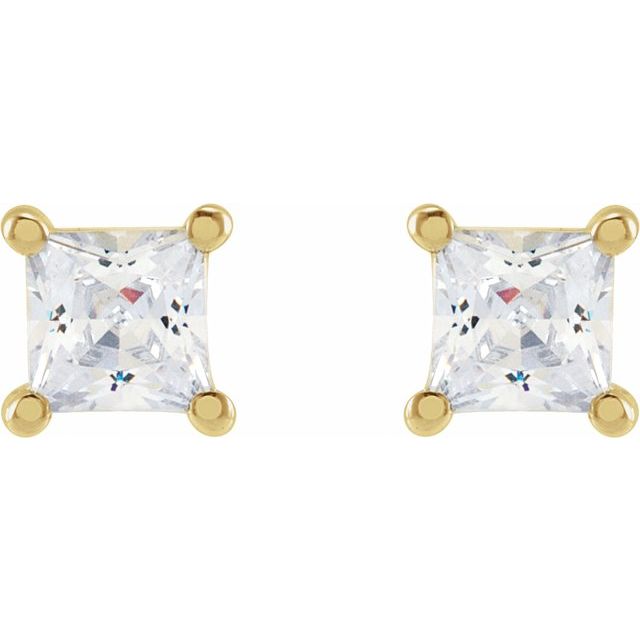 14K Yellow 3.5 mm Square 1/2 CTW Lab-Grown Diamond Earrings
