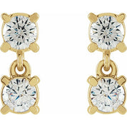14K Yellow 1/2 CTW Lab-Grown Diamond Two-Stone Earrings