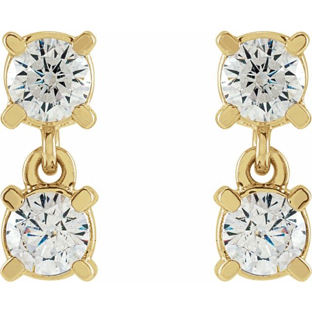 14K Yellow 1/2 CTW Lab-Grown Diamond Two-Stone Earrings