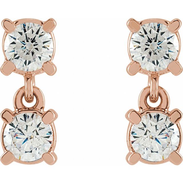 14K Rose 1/2 CTW Lab-Grown Diamond Two-Stone Earrings
