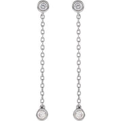 14K White 1/4 CTW Lab-Grown Diamond Chain Earrings