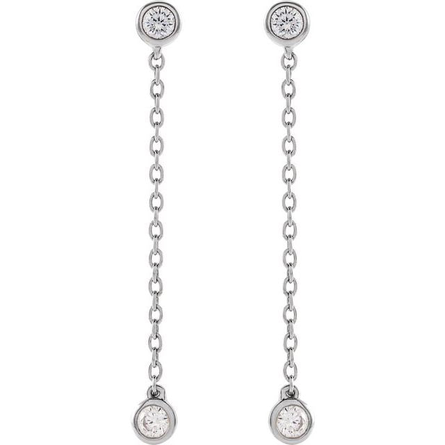 14K White 1/4 CTW Lab-Grown Diamond Chain Earrings