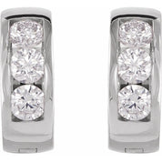 Platinum 1/5 CTW Natural Diamond 10 mm Hinged Hoop Earrings