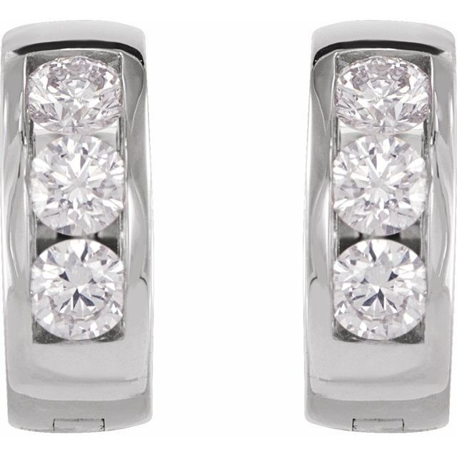 Platinum 1/5 CTW Natural Diamond 10 mm Hinged Hoop Earrings