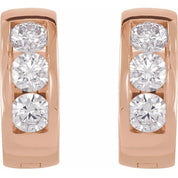 14K Rose 1/5 CTW Natural Diamond 10 mm Hinged Hoop Earrings