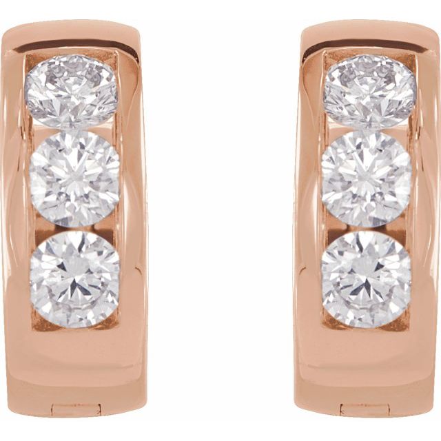 14K Rose 1/5 CTW Natural Diamond 10 mm Hinged Hoop Earrings
