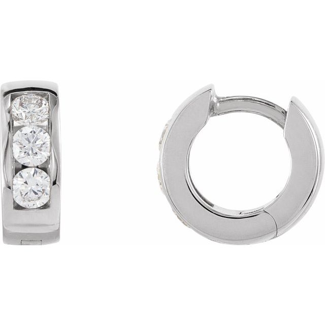 Platinum 1/5 CTW Natural Diamond 10 mm Hinged Hoop Earrings