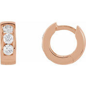 14K Rose 1/5 CTW Natural Diamond 10 mm Hinged Hoop Earrings