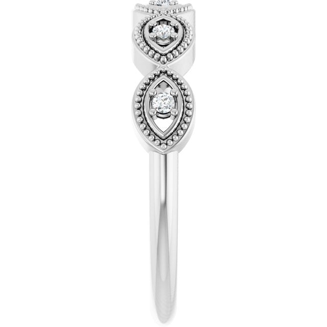Sterling Silver .07 CTW Natural Diamond Evil Eye Stackable Ring