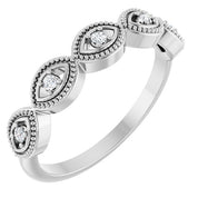 Platinum .07 CTW Natural Diamond Evil Eye Stackable Ring