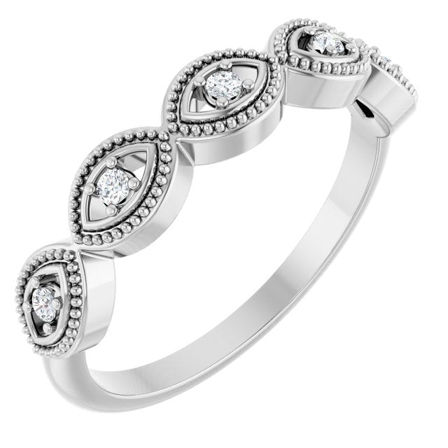 Platinum .07 CTW Natural Diamond Evil Eye Stackable Ring