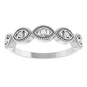 Platinum .07 CTW Natural Diamond Evil Eye Stackable Ring