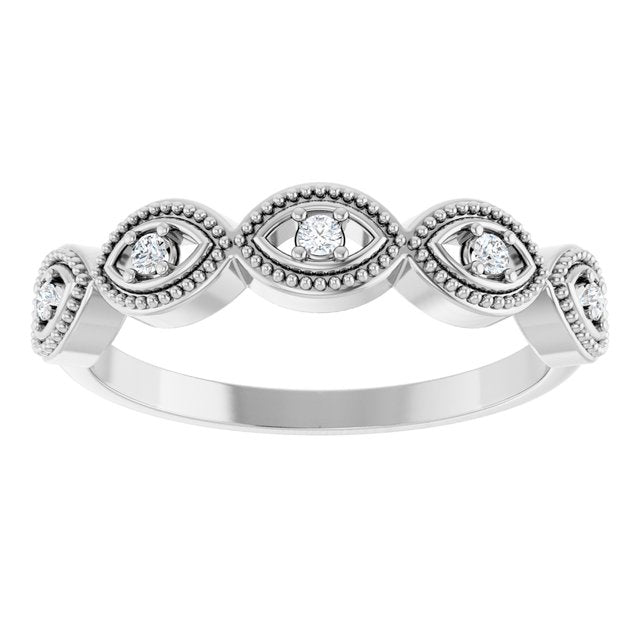 Platinum .07 CTW Natural Diamond Evil Eye Stackable Ring