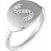 14K White .07 CTW Natural Diamond Initial S Ring