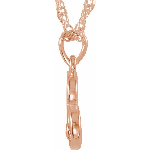 14K Rose .03 CT Natural Diamond Heart 18" Necklace