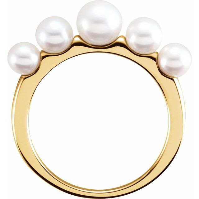 10K Yellow Gold Cultured Freshwater Pearl Ring with White Pearls