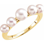 10K Yellow Gold Cultured Freshwater Pearl Ring with White Pearls