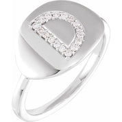 14K White 1/10 CTW Natural Diamond Initial D Ring