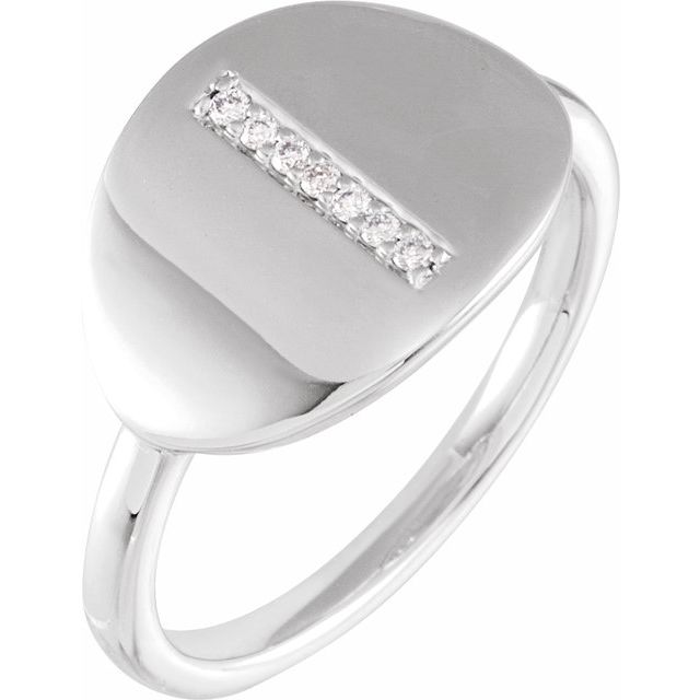 14K White .04 CTW Natural Diamond Initial I Ring