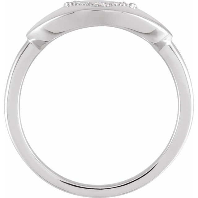 14K White .08 CTW Natural Diamond Initial V Ring