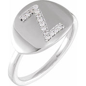 14K White 1/10 CTW Natural Diamond Initial Z Ring