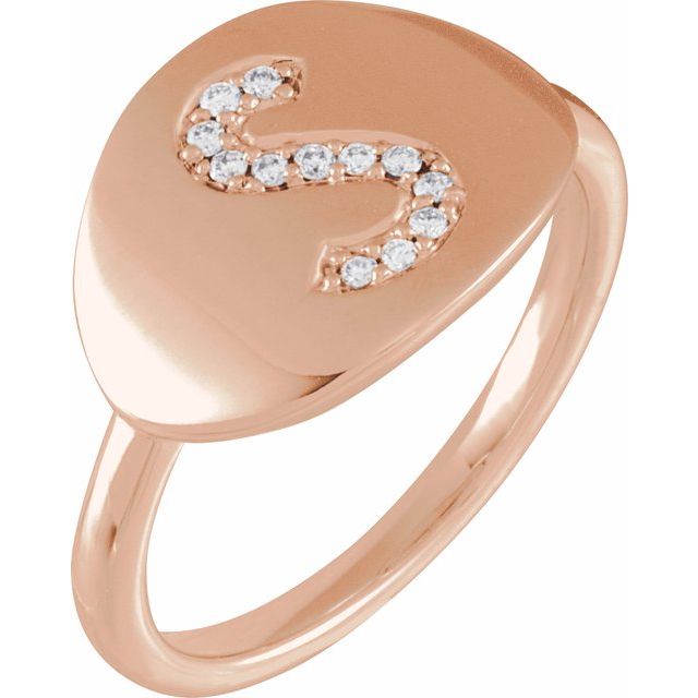 14K Rose .07 CTW Natural Diamond Initial S Ring